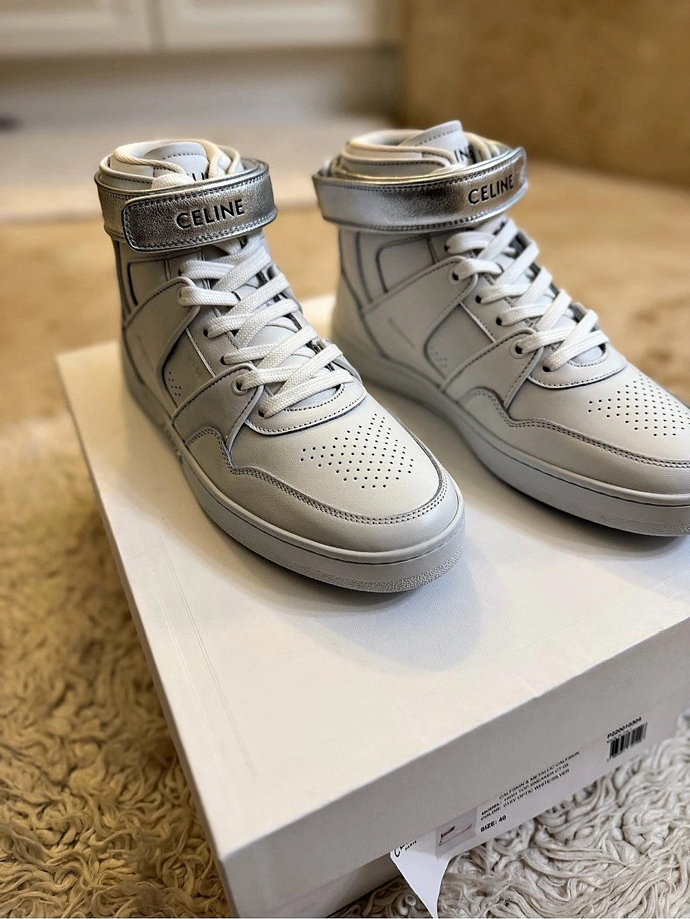 CELINE CT-05 High-Top Trainer Sneaker in Calfskin Sneakers White EU 40
